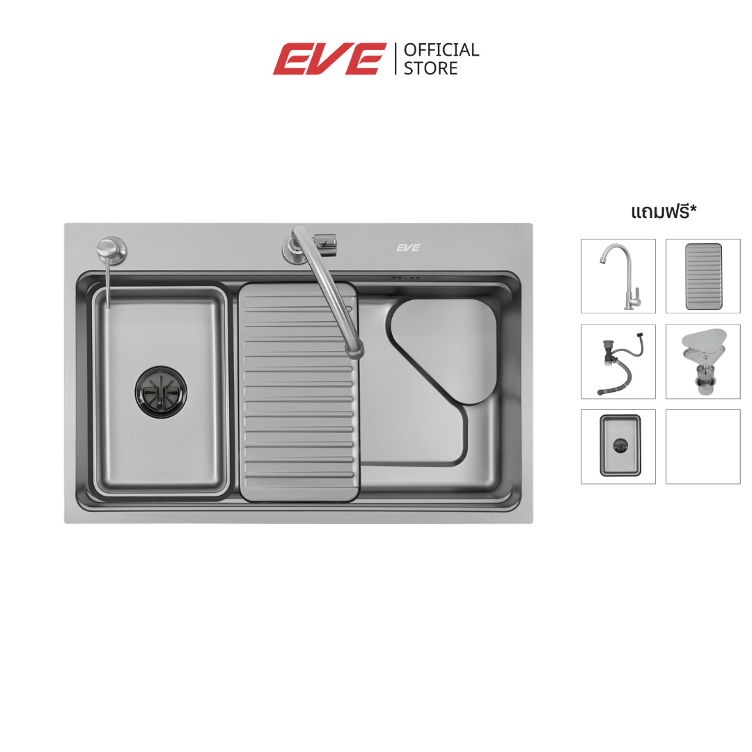 ซิงค์ฝัง 1 หลุมไม่มีที่พักจาน EVE MILLET 750/480 ขนาด 75 ซม. สีเทาไทเทเนียม_10